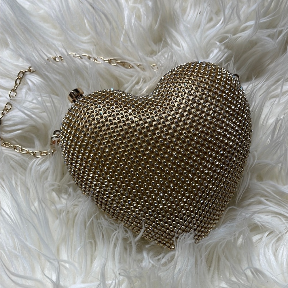 Gold Heart-Shaped Clutch